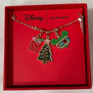 Disney BaubleBar Holiday Charm Necklace- Christmas Tree, Mickey Ornament, Gift